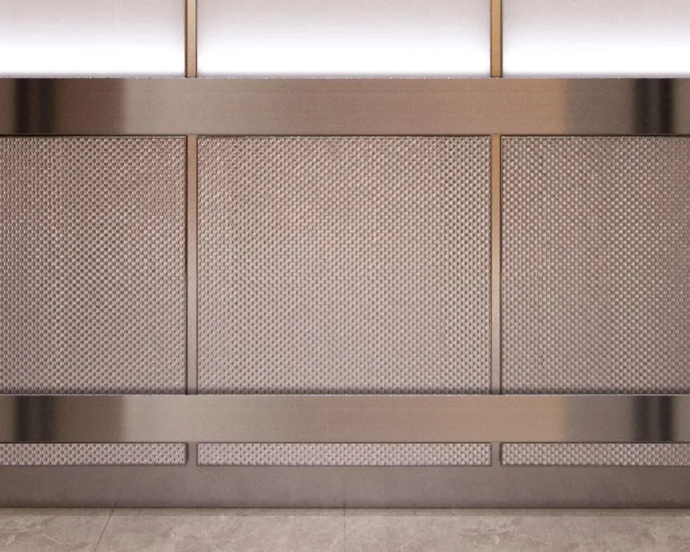 Stainless steel bumper crash rail installed in elevator cab
